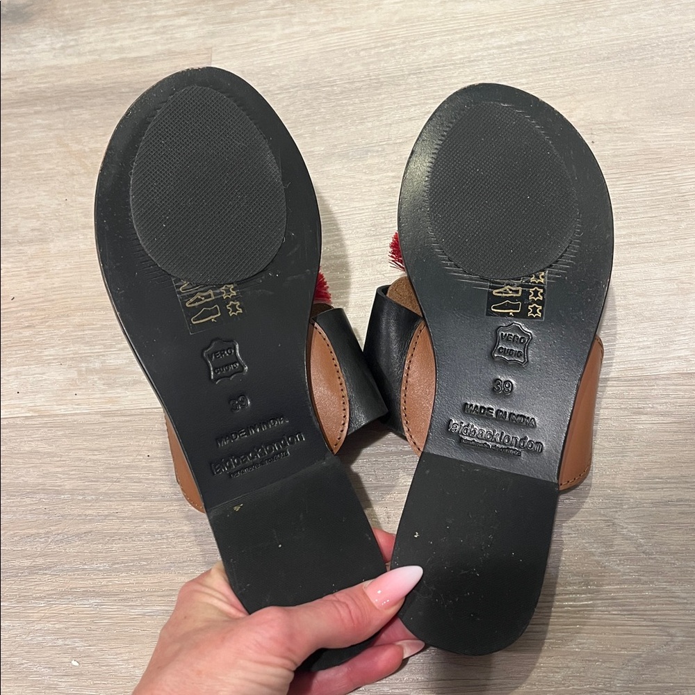 free people x laidback London leather red tassels maui slide sandals new 39 9 - Picture 7 of 11
